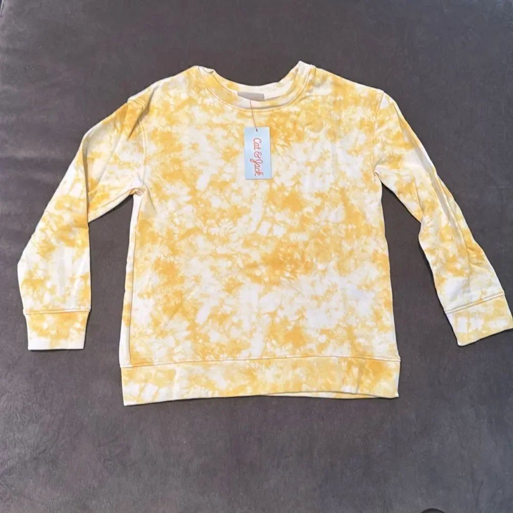 Cat & Jack Girl’s Yellow Tie Dye Sweater 100% Cotton Size S NWT
